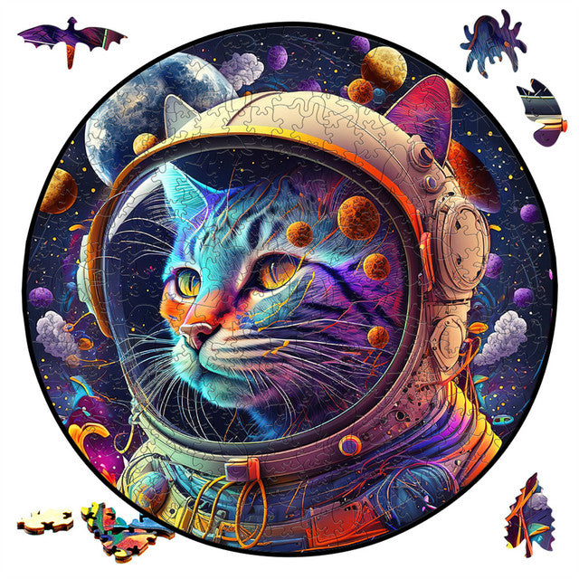 Wooden Puzzle - Cat in Space