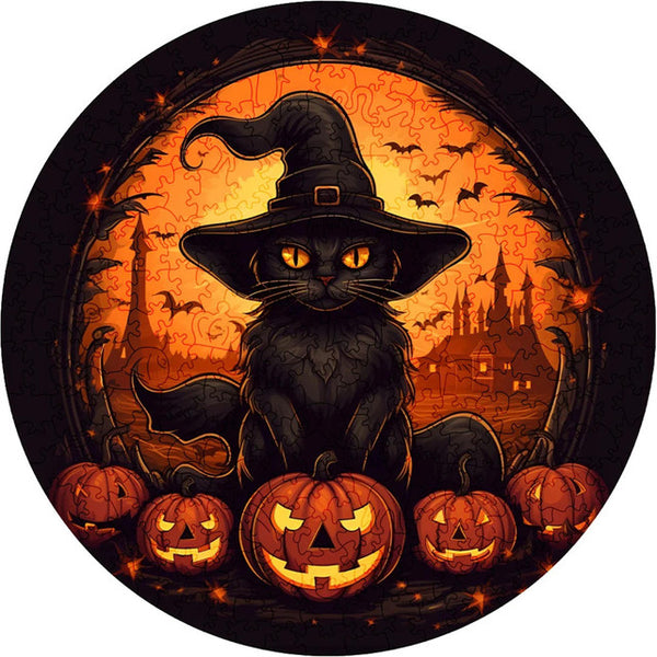 Wooden Puzzle - Witch Cat