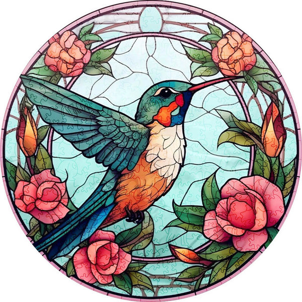 Wooden Puzzle - Blue Green Hummingbird
