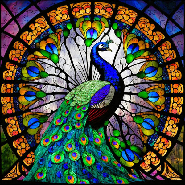 Wooden Puzzle - Peacock at Rest