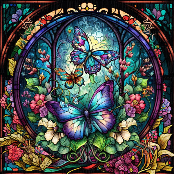 Wooden Puzzle - Purple Butterflies