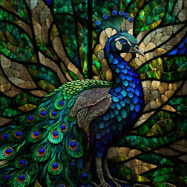 Wooden Puzzle - Peacock in Nature