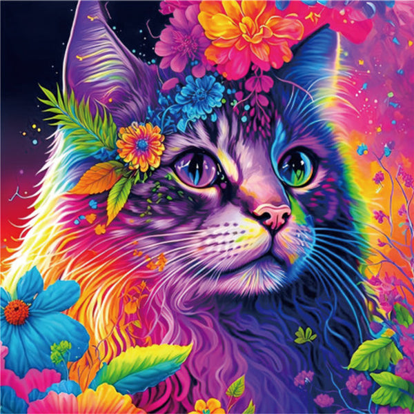 Wooden Puzzle - Psychedelic Cat