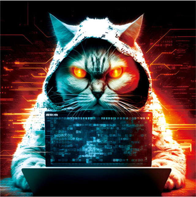Wooden Puzzle - Hacker Cat