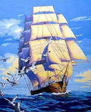 Load image into Gallery viewer, paint by numbers | Boat and Seagulls | advanced ships and boats | FiguredArt