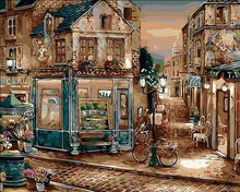 Load image into Gallery viewer, paint by numbers | Bicycle near the Vintage Gallery | advanced cities | FiguredArt