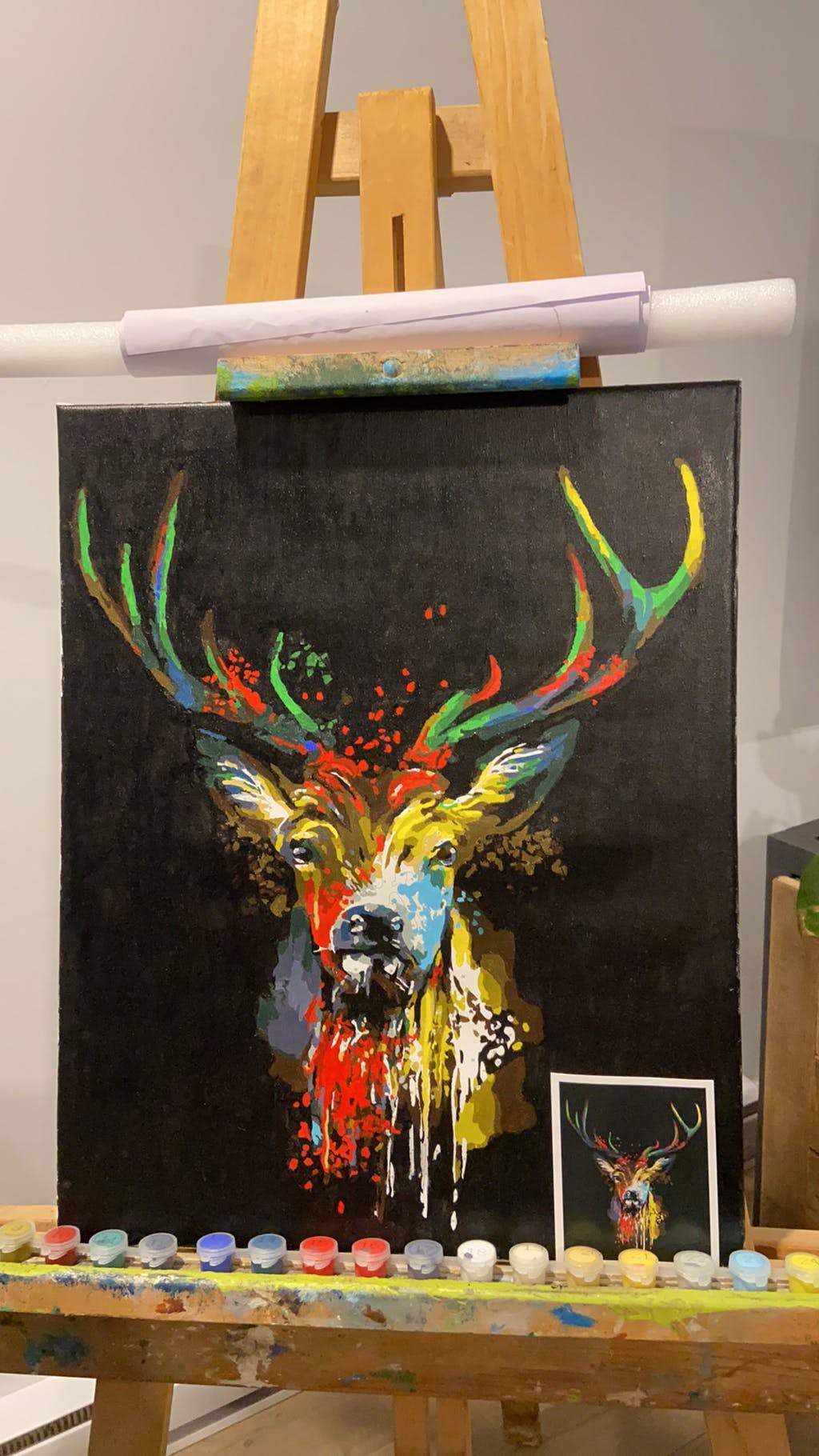 Finished deer paint by numbers artwork