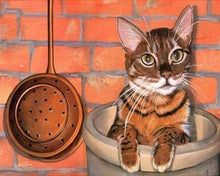 Load image into Gallery viewer, paint by numbers | Cat playing in the kitchen | animals cats easy | FiguredArt