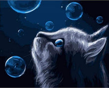 Load image into Gallery viewer, paint by numbers | Blue Cat and Bubbles | animals cats easy | FiguredArt
