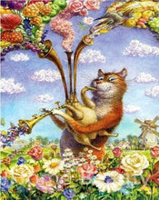 Load image into Gallery viewer, paint by numbers | Cat playing Trumpet | animals cats intermediate | FiguredArt
