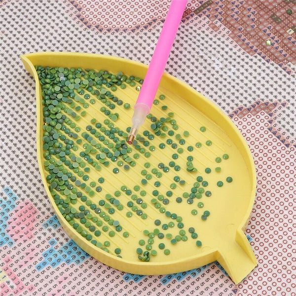 Diamond Painting 1 Pair of Organizational Trays Leaf Design Yellow Accessory