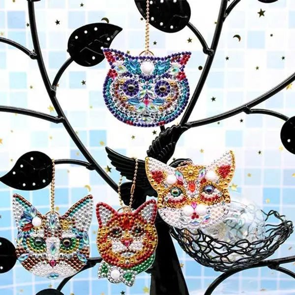 Diamond Painting Pendant Cats 4 piece Set