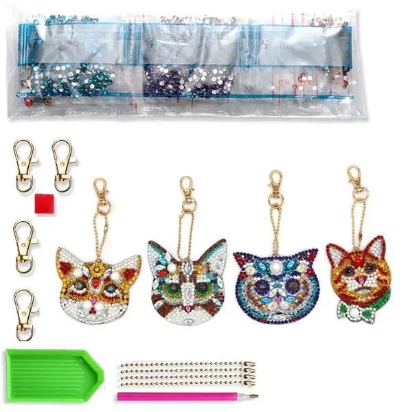 Diamond Painting Pendant Cats 4 piece Set