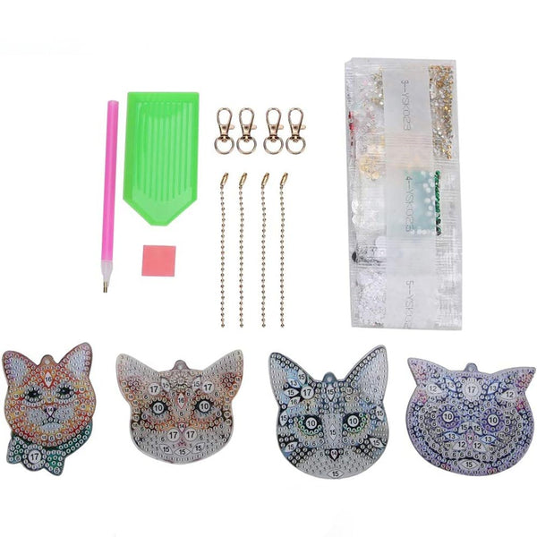 Diamond Painting Pendant Cats 4 piece Set