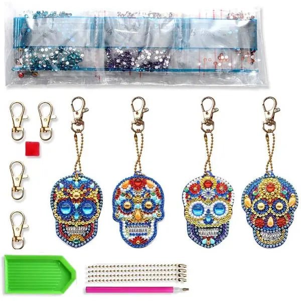 Diamond Painting Skull Pendant 4 Piece Set
