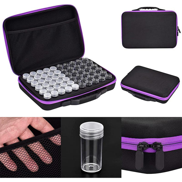 Diamond Painting Case Purple with 60 Compartments + Accessories