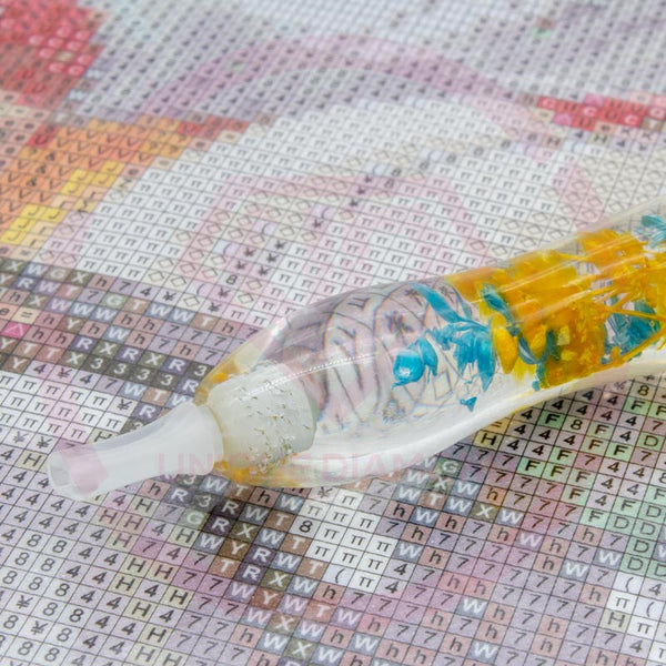 Diamond Painting Ergonomic Premium Pen Turquoise Orange Plants