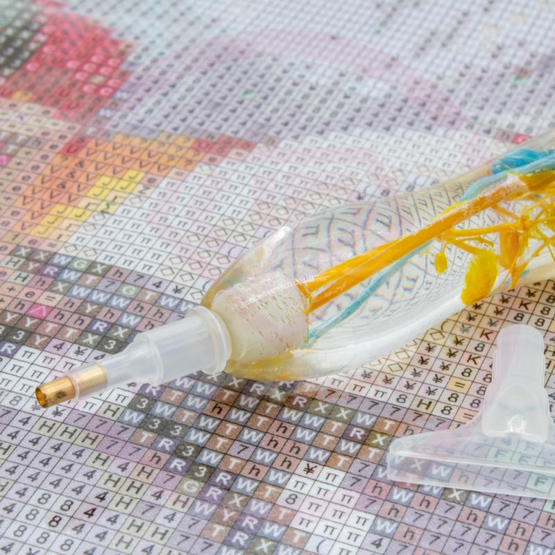 Diamond Painting Ergonomic Premium Pen Turquoise Orange Plants