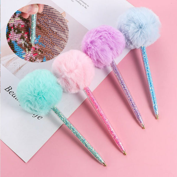 Diamond Painting glitter pen with hairball 4 colors accessory