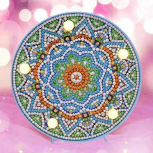 Load image into Gallery viewer, Diamond Painting LED Light Blue Mandala