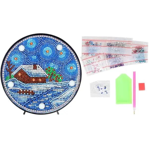 Diamond Painting LED Lamp Winter house