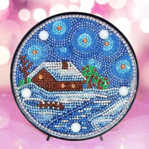 Diamond Painting LED Lamp Winter house