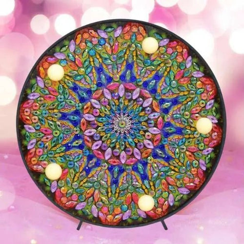 Diamond Painting LED Light Mandala Green