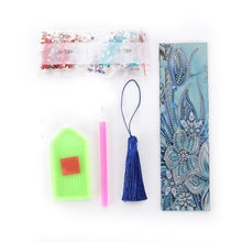 Load image into Gallery viewer, Diamond Painting Bookmark Blue Flowers