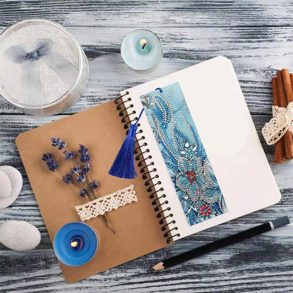 Diamond Painting Bookmark Blue Flowers