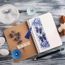 Load image into Gallery viewer, Diamond Painting Bookmark Blue Butterflies