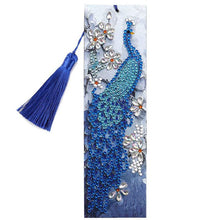 Load image into Gallery viewer, Diamond Painting Bookmark Blue Peacock