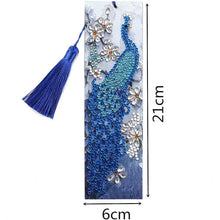 Load image into Gallery viewer, Diamond Painting Bookmark Blue Peacock