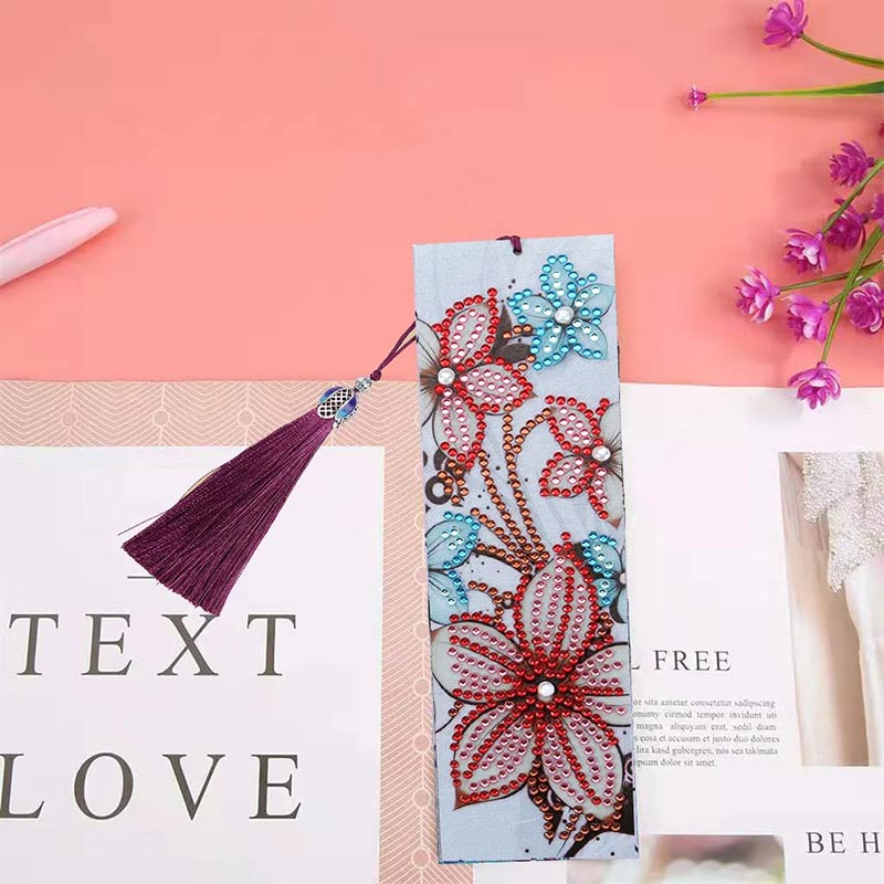 Diamond Painting Bookmark Red Flowers