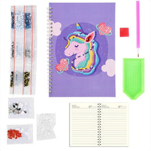 Load image into Gallery viewer, Diamond Painting Notebook Unicorn purple