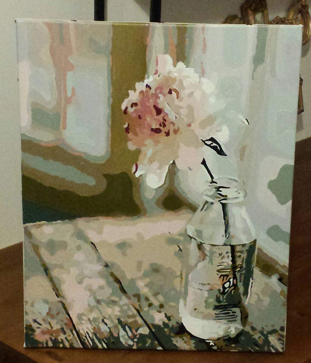 Finished floral paint by numbers artwork