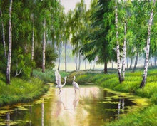 Load image into Gallery viewer, paint by numbers | Herons in the pond | advanced landscapes | FiguredArt