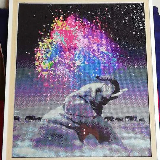 Sarah and her first Diamond Painting