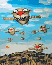 Load image into Gallery viewer, paint by numbers | Flying Cats | cats easy kids | FiguredArt