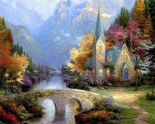 Load image into Gallery viewer, paint by numbers | Small Church near the River | advanced landscapes | FiguredArt