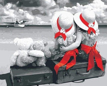 Load image into Gallery viewer, paint by numbers | Little Girls and red ribbons | easy landscapes | FiguredArt