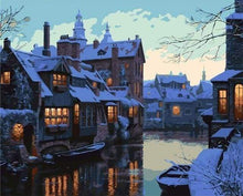 Load image into Gallery viewer, Paint by numbers | Night city in the snow | easy cities | Figured'Art