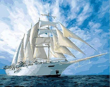Load image into Gallery viewer, paint by numbers | White Sailing Boat | intermediate ships and boats | FiguredArt