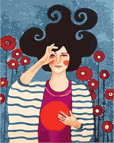 Paint by numbers | Woman with red circle | women intermediate new arrivals portrait | Figured'Art