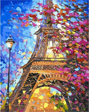 Load image into Gallery viewer, paint by numbers | eiffel tower in spring season | new arrivals cities romance advanced | FiguredArt