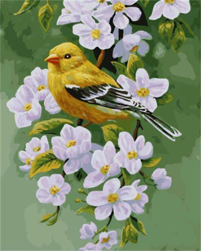 paint by numbers | bird on a flowering branch | new arrivals animals birds flowers easy | FiguredArt