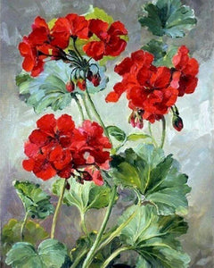 paint by numbers | red geraniums | new arrivals flowers advanced | FiguredArt