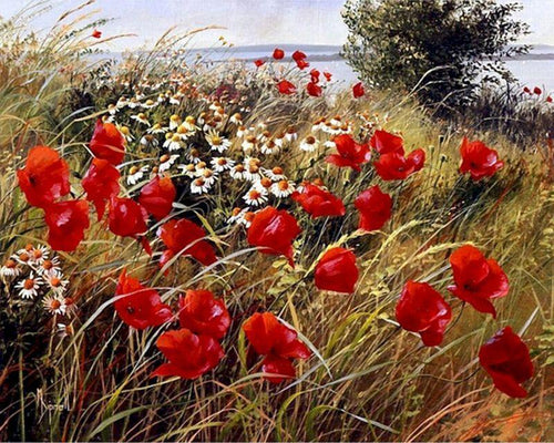 paint by numbers | wild flowers in the countryside | new arrivals landscapes flowers advanced | FiguredArt