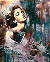 Load image into Gallery viewer, paint by numbers | woman and deer | new arrivals portrait animals deer advanced | FiguredArt