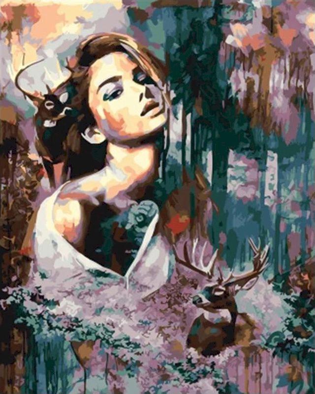 paint by numbers | woman and deer | new arrivals portrait animals deer advanced | FiguredArt