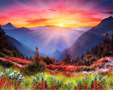 Load image into Gallery viewer, paint by numbers | sunrise in the mountain | new arrivals landscapes mountains flowers advanced | FiguredArt